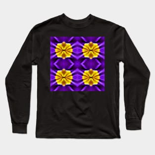 Royal Purple Violet Primrose With Gold Pattern 1 Long Sleeve T-Shirt